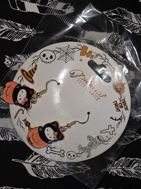 Halloween Cat Pumpkin Dangle Earrings